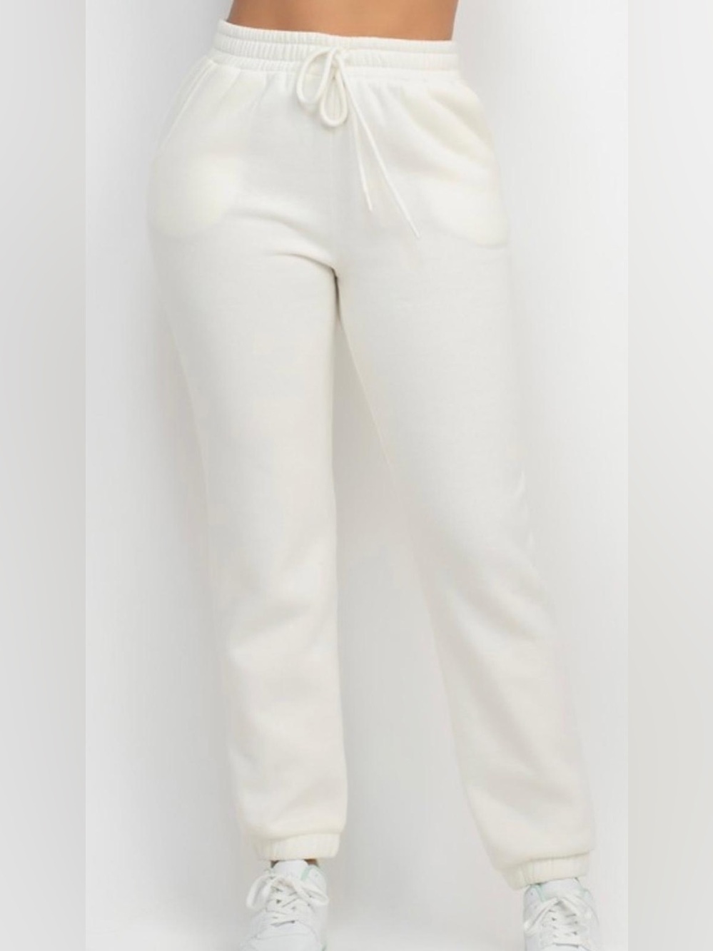 Solid Drawstring Jogger Pants Bone white Colour Size S, M, L